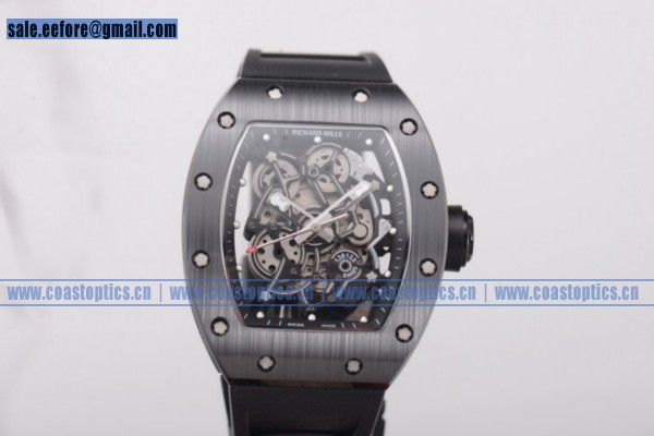 Richard Mille RM 055 Watch Perfect Replica PVD Skeleton Black Ceramic Bezel Black Rubber